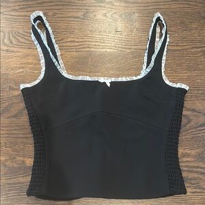 Amanda Uprichard Black Crop Top with White Trim